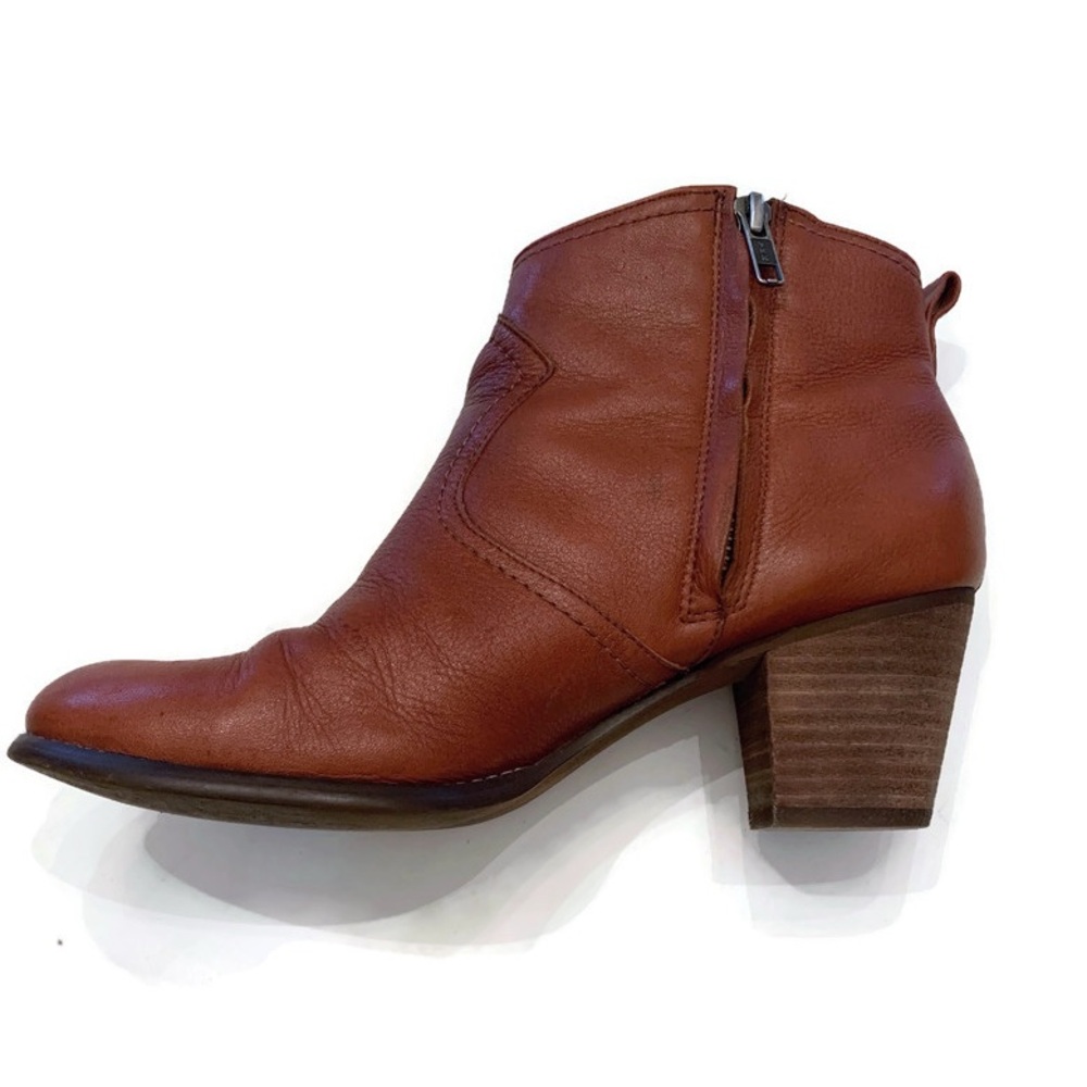 Leather Heeled Western Ankle Boot/Booties W/ Side Zip Lands’ End Women’s Size 8